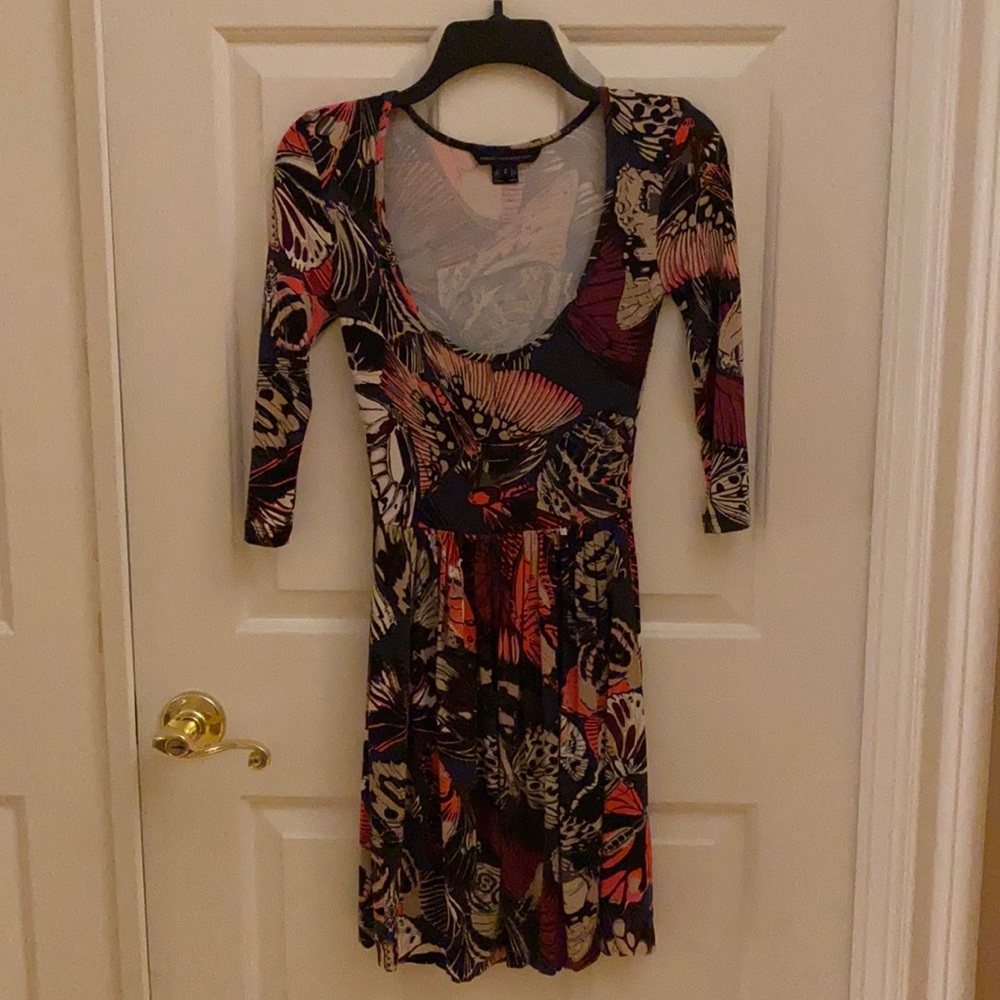 French Connection Butterfly print L/S dress size 2